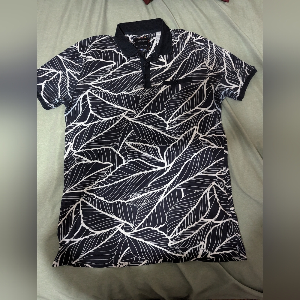 Denim n flower polo shirt